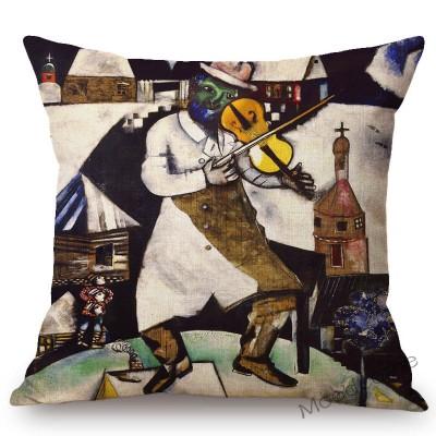 Modern Yağlıboya Sanat Gerçeküstücülük Kübizm Empresyonizm Marc Chagall Ünlü Sanat Yastık Kılıfı Doğum Günü Kemancı Minder Örtüsü