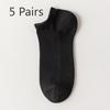 5 Pairs Boat Socks Men's Summer Invisible Socks Deodorant Absorbent Low Top Shallow Mesh Socks Non-slip Heel Socks