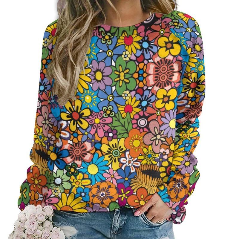 Fashion Butterfly Flowers Women Round-neck Sweatshirt 3D Print Streetwear Autumn Y2k Sweatshirts Pullovers Woman Clothing Tops