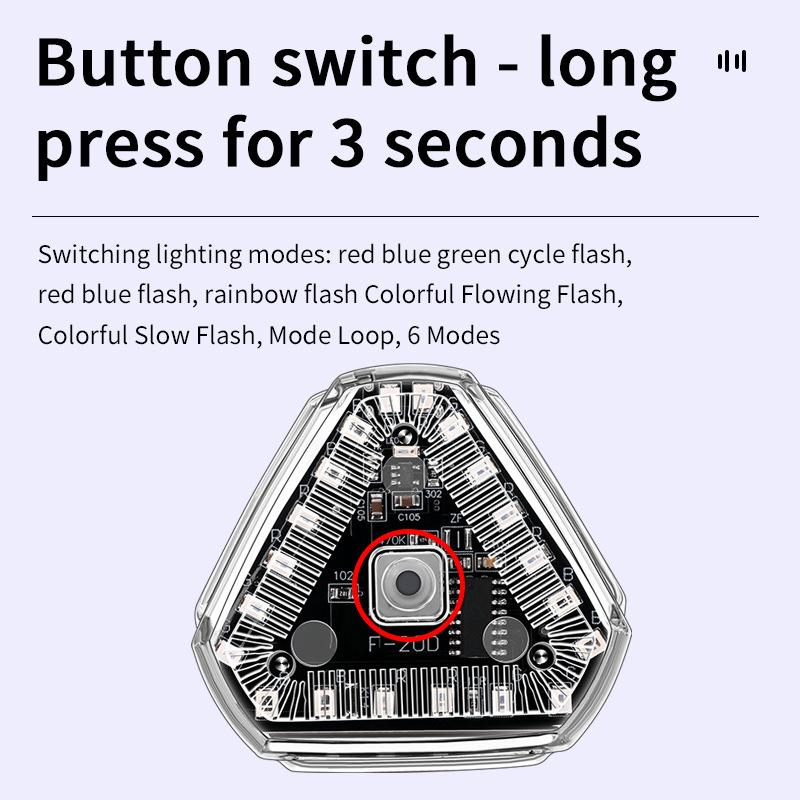 Solar Triangle LED Warning Light USB Rechargeable Vibration Sensor Car Safety Strobe 6 Modes