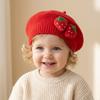 New Spring Baby Beret 0-12M Sweet Strawberry Infant Girls Knit Hat Cute Warm Toddler Stylish Hat