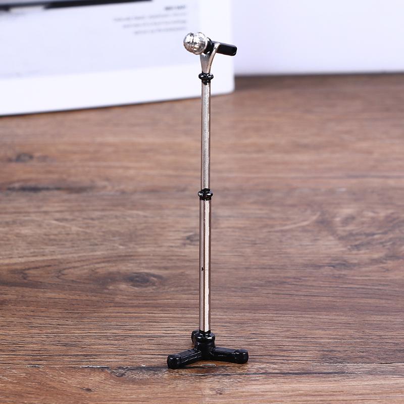 1:12 Dollhouse Miniature Microphone Model W/Stand Musical Instrument Furniture Decor Toy