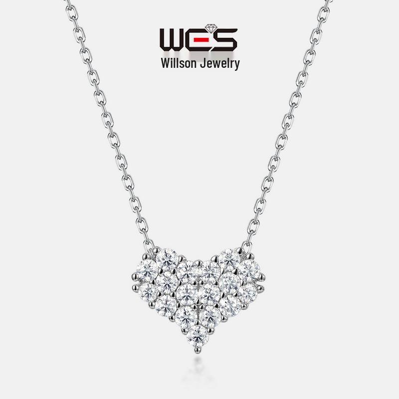

Moissanite Heart Necklace: S925 Silver, Full Diamond, Minimalist European & American Design 925 Silver