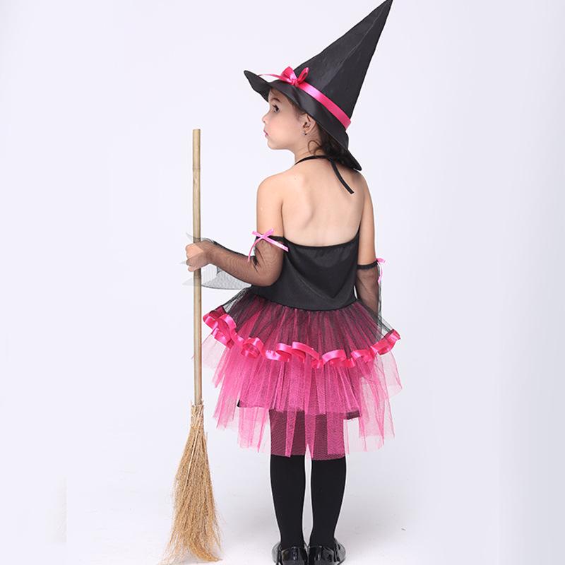 Children's Witch Role-Play Costume: Mesh Puffy Dress for Halloween Cosplay.
