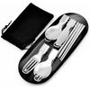 5-teiliges Reisegeschirr aus Edelstahl, faltbares, tragbares Campingbesteck-Set, inklusive Messer, Gabel, Löffel, Spork, Essstäbchen für Picknick, Wandern, Schule