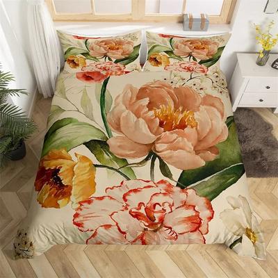 Chic Spring Flower Duvet Cover Vintage Flowers Comforter Cover Microfiber Garden Floral Bedding Set Full Queen Size Bedclothes