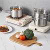 2.5 QT Saucepan with Steamer, Stainless Steel Saucepan with Glass Lid, Multipurpose Nonstick Stainless Steel Sauce Pot with Ergonomic Handle, Friendly