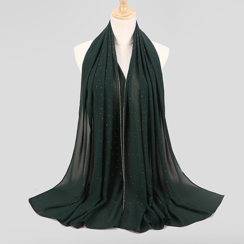 Diamond Chain Chiffon Hijab Scarf Veil Long Shawl Head Scarf Headwraps Hoofddoek Islamic Turban Shawl For Women Muslim Hijabs