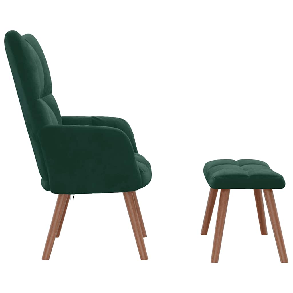 vidaXL Armchair with Footstool Dark Green Velvet