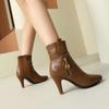 Black Brown Women Ankle Boots Pointed Toe High Spike Heel Big Size 47