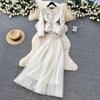 Autumn Women's High-End French Style Suit: Round Neck Blazer & Mesh Pleated Skirt