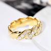 Huitan Newest Wedding Rings for Women Luxury Gold Color Crystal Cubic Zircon Proposal Engagement Rings Girlfriend Trendy Jewelry