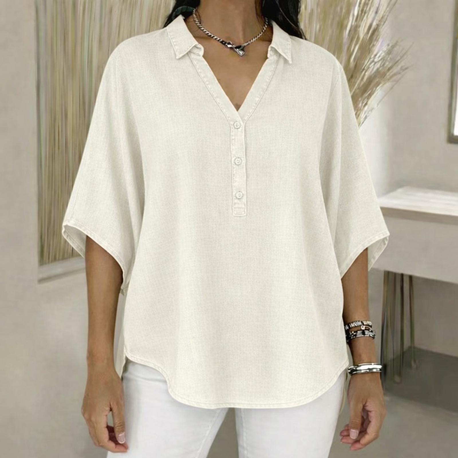 Women s Casual Loose Fashion Distressed Denim Pullover Top S белый