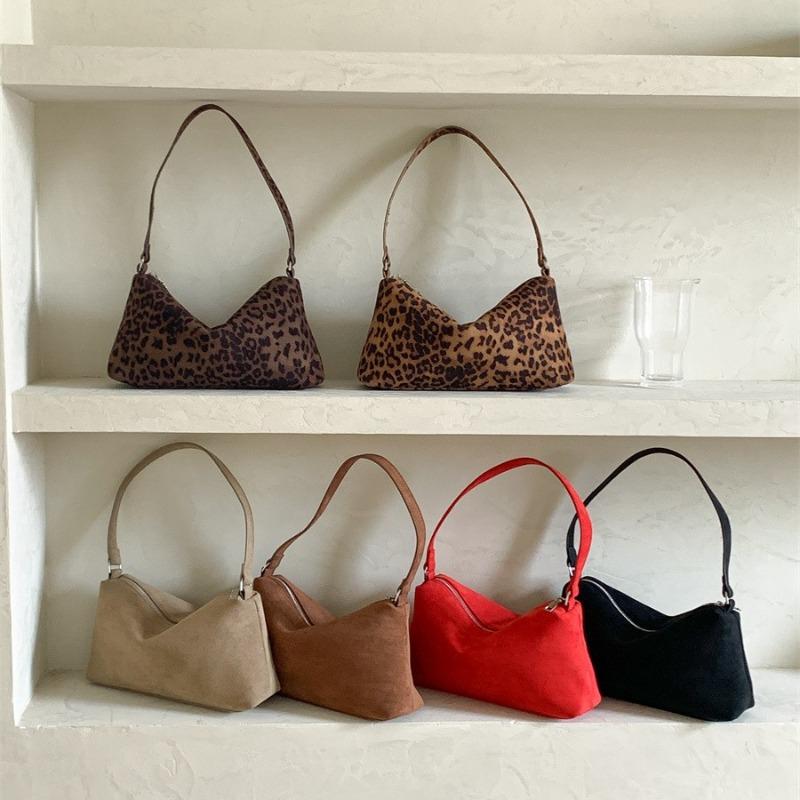 Retro Suede Bag Fashion Portable Small Square Bag Autumn and Winter New Trend Leopard Print Underarm Shoulder Bag Women