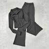 1116 Summer New European and American Casual Suit Stand-up Collar Zipper Long-sleeved Top Wide-leg Pants Two-piece Set