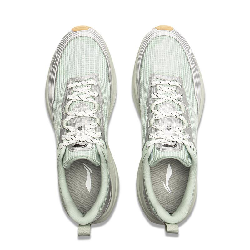 New LiNing CF Tracing Slip Resistant, Abrasion Resistant Cushioning Low Top Hiking Shoes Unisex Silver Green AHCV037-2