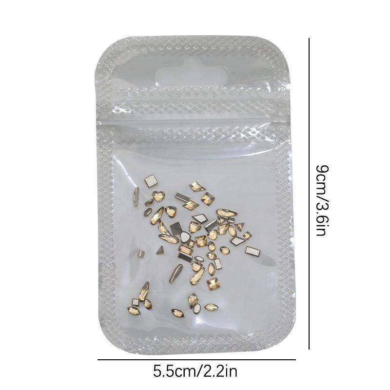 50Pcs Nail Mini Glass Charming Sparkling   Collection Mixed Color Luxury Manicure Decorations Accessories