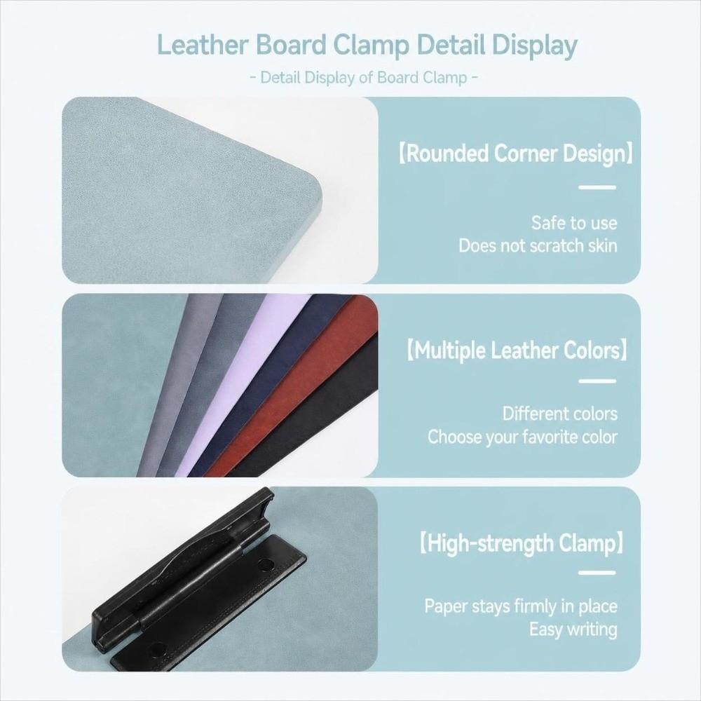 1Pc PU Leather A4 Clipboard Hard Document Folder Portable Paper Clip Board  Conference