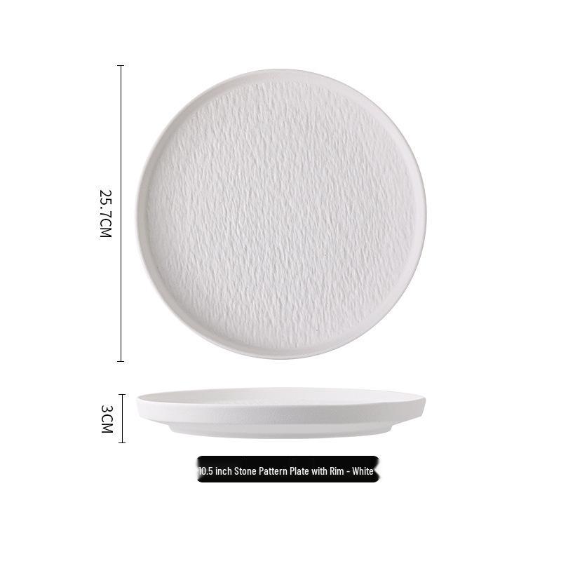 Retro Ceramic Tableware: Frosted Steak, Salad, Fruit, and Dinner Plate Set.