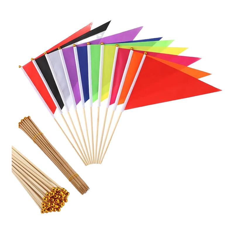 Wanxing Red Triangular Hand Waving Flags (10-Pack)