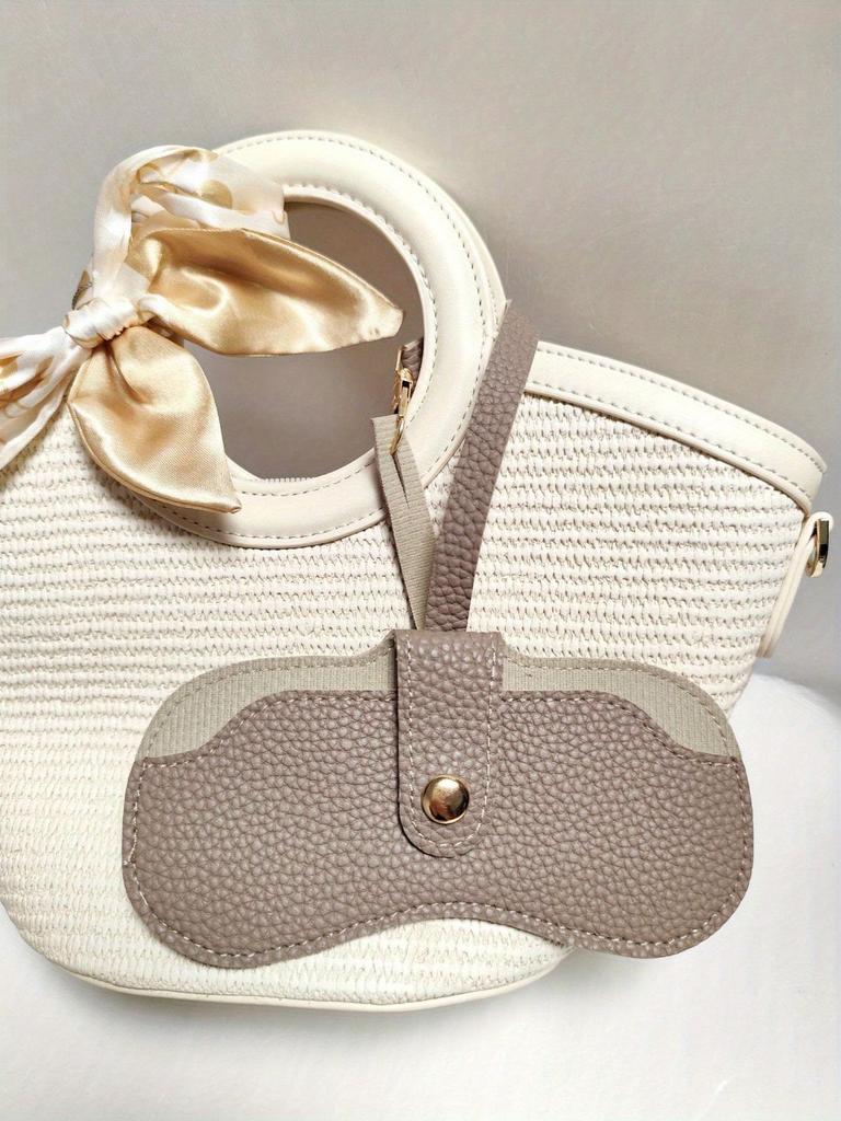 1pc Eyeglasses & Lipstick Storage Bag, Sunglasses Pouch, Portable Glasses Case, Women Eyewear Box, Travel Sunglasses Protective Cover, Boho Vibes