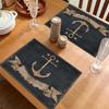 4pcs Set, Nautical Anchor Placemats Set Coastal Beach Theme Table Mats for Ocean Lover Home Kitchen Dining Decor