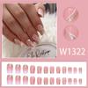 24 Pieces Pink white gradual change gold glitter simple decoration short temperament white nail art autumn and winter temperament white wear nail