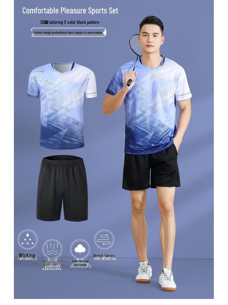 Quick-Dry Breathable Badminton & Tennis Team Uniform Set for Men & Women