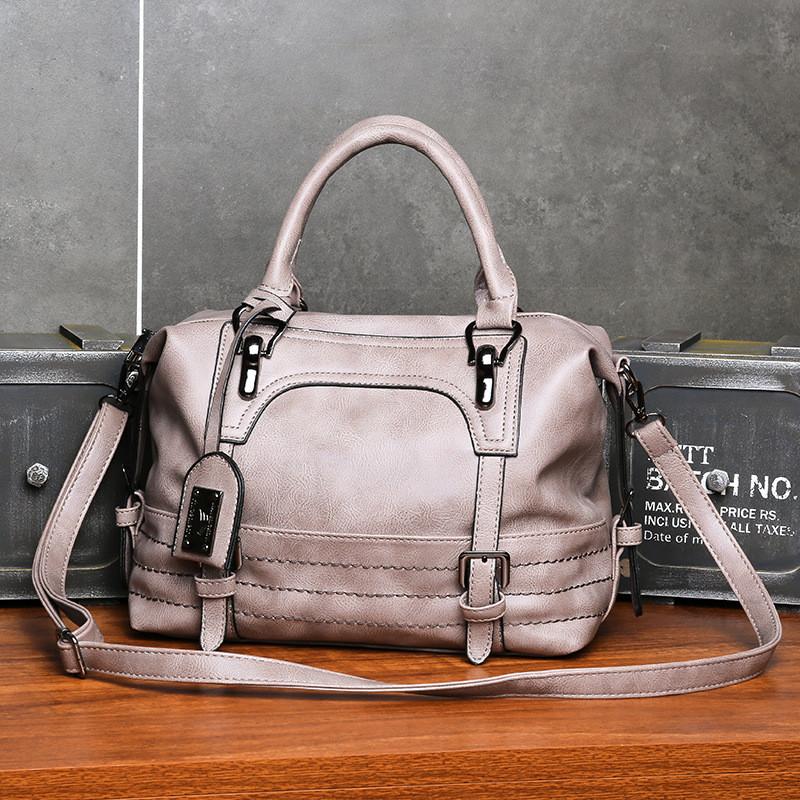 Borsa Boston Lussuosa Grande Capacità Effetto Pelle Vera Per Donna Con Colori Eleganti