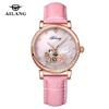 Seagull Fashion Women's Watch Leather Strap Waterproof Skeleton Automatic Mechanical For Ladies Watch Necklace Set 8867 Series