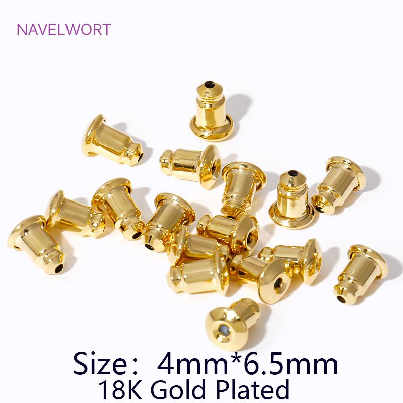 

18K Gold Plated Earring Backs Plug Ear Studs Back Stopper,Caps For Earrings,DIY Earring Findings Handmade Crafts Jewelry Making 50 pieces