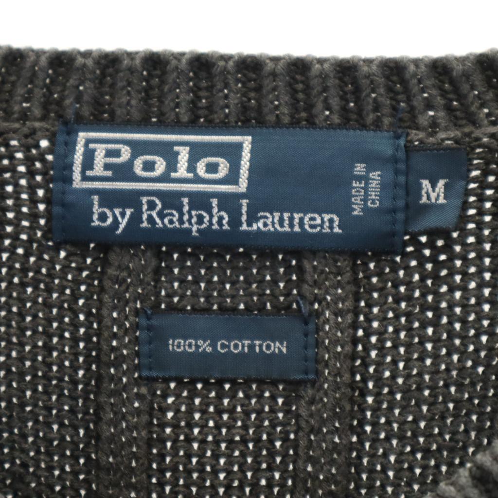 Polo by Ralph Lauren Long sleeve V neck knit M Sweater with elbow patches Men's Used