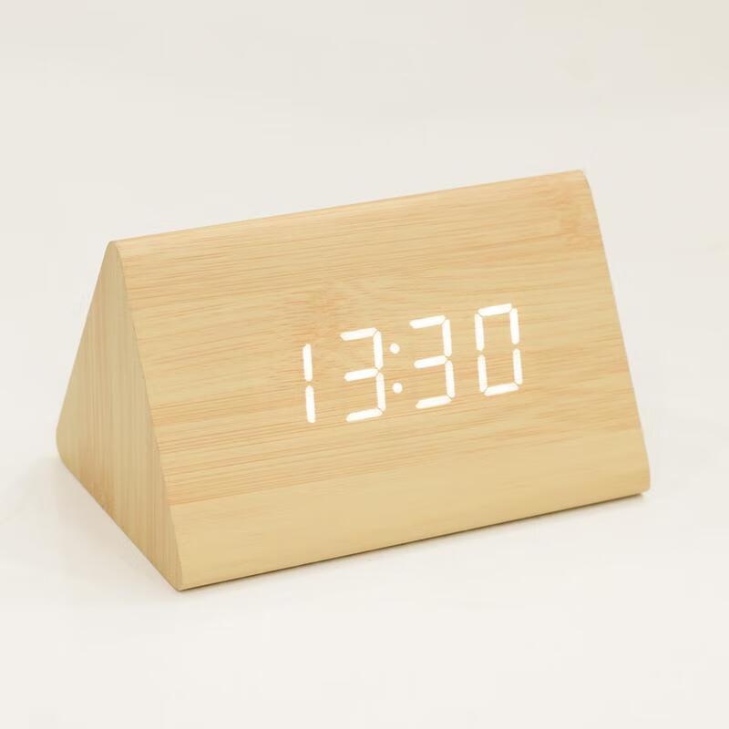 HANDUNYOU Wooden Triangle Digital Alarm Clock