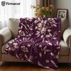 Burgundy Silhouette Cartoon Anime Print Flannel Blanket Soft Warm Throw for Kids Bedroom Sofa Bed Christmas Office Car