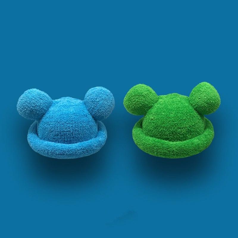 Adult Cartoon Bear Ear Shape Polyester Bucket Hat Fluffy Winter Warmer Plush Fisherman Cap Winter Gifts for Girlfriend