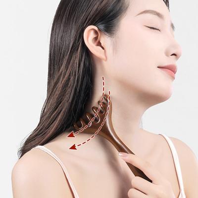 Sandalwood Massage Comb Long Handle Lymphatic Drainage Massage Tool Muscle Tension Five-Claw Head Acupoint Massage Gua Sha Tool for Family Elderly