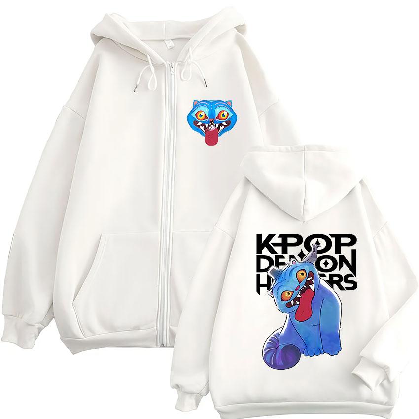 K-pop Demon Hunters Film Zipper Hoodie Men Women Long Sleeve Fashion Retro Zip Up Sweatshirt Fleece Coats Oversized Hoodies
