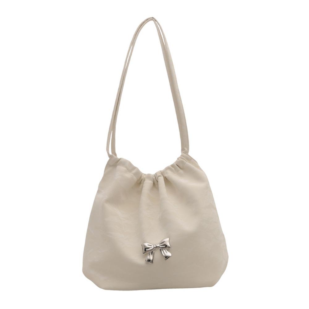 

Large Capacity Bow Crossbody Bag Korean Style PU Leather Handbag Tote Bag Bucket Bag Girls білий