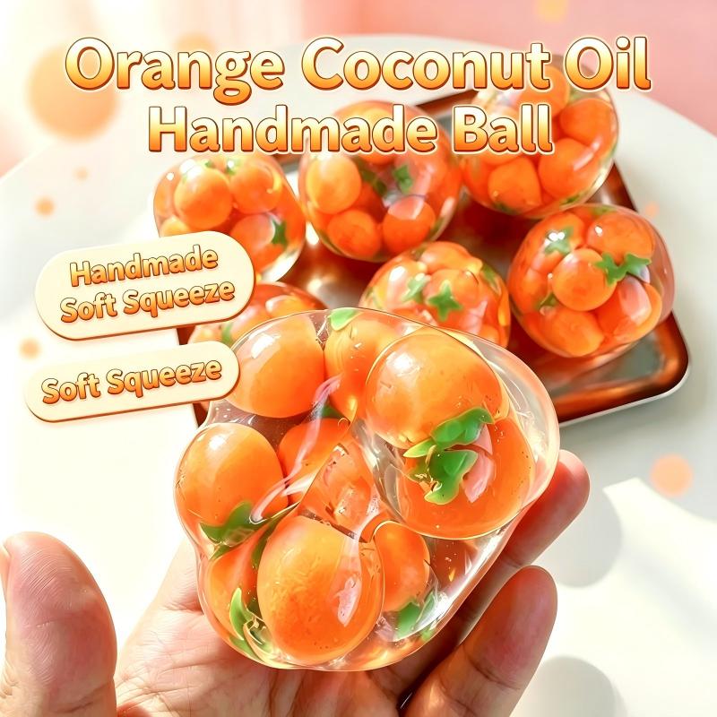 Orange Coconut Oil Handmade Ball Moldable Fruit Jelly Squishy Scented No Rebound Stress Relief Sensory Gift