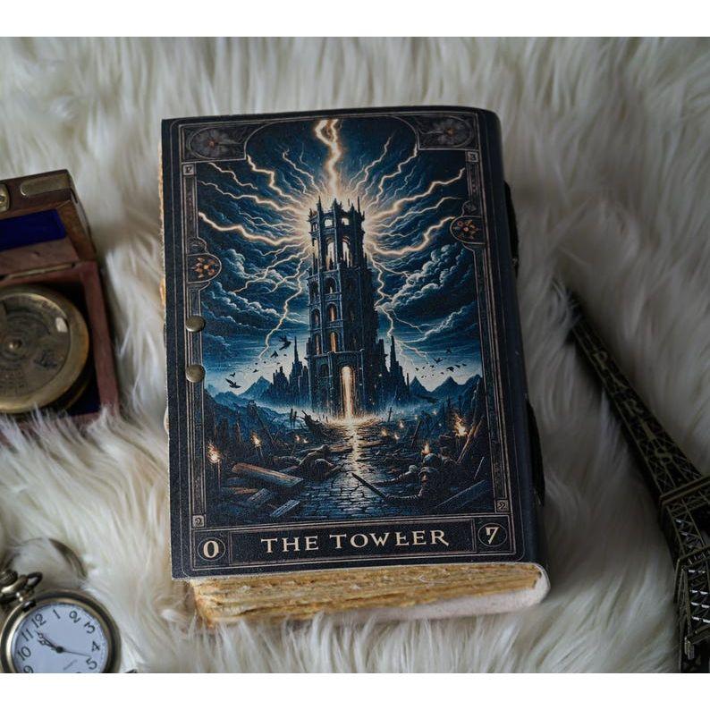 Journal  Gothic Grimoire Notebook  Handmade Occult Diary  Witchy Tarot Card Sketchbook  Dark Fantasy Spell book Gift.