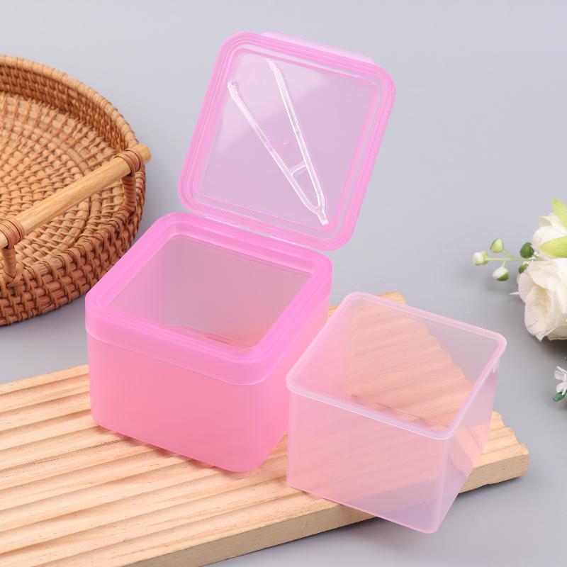 300G Double Layer Square Makeup Remover Cotton Box Flip Cover Self Matching Tweezers Cotton Pads Storage Box onesize