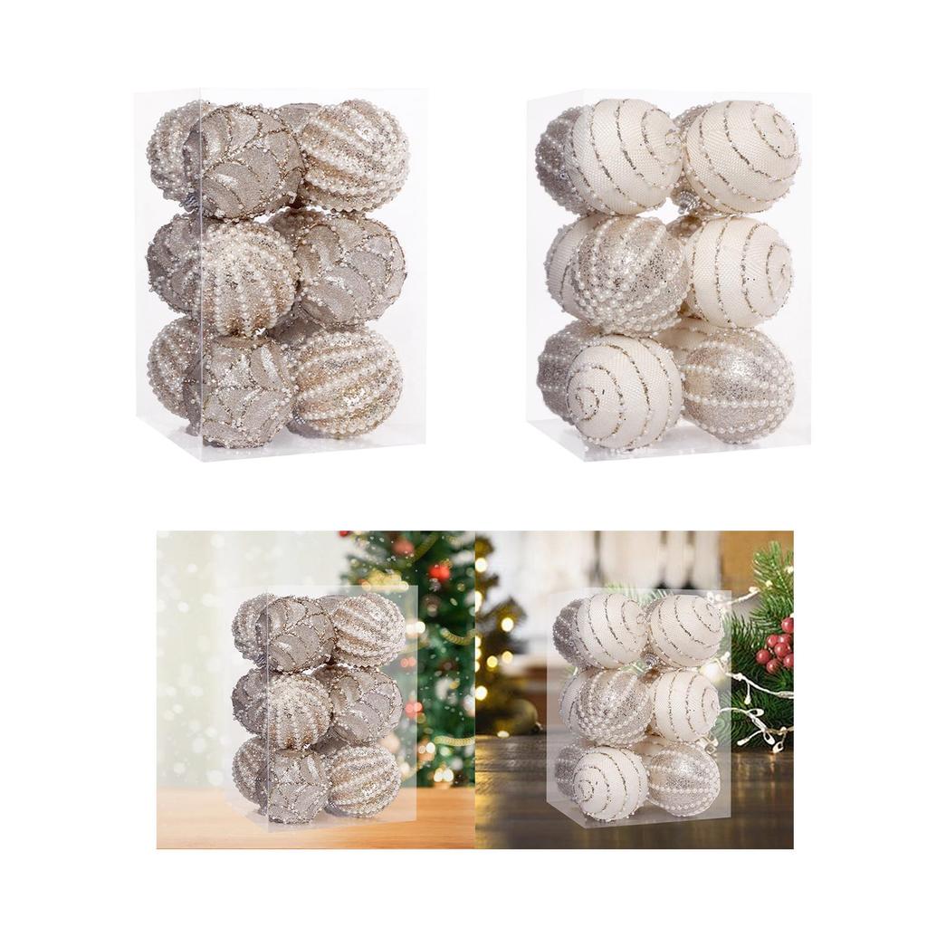 12 Pieces Christmas Ball Ornaments 8cm Charm Pendants Christmas Tree Hanging Ornaments for Wall Wreath Garland Home Window Party