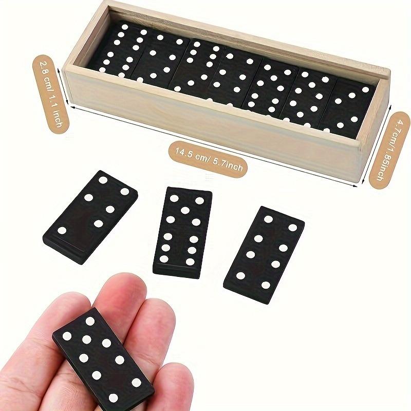 Wooden Dominoes Set Classic Black Domino Game with Storage Box
