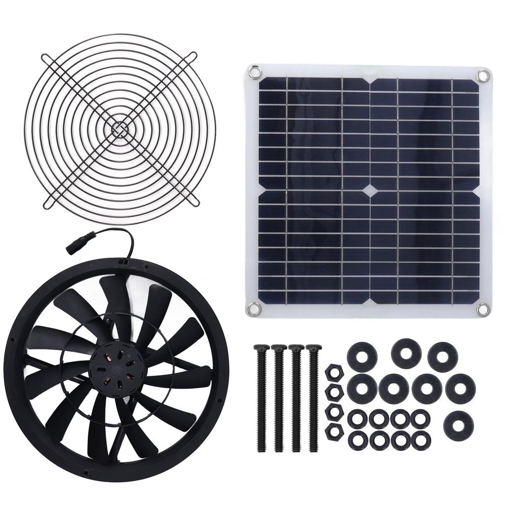 5V 10W Solar Panel Powered Fan Quite Operation Exhaust Ventilator Fan for Greenhouse RV Camping