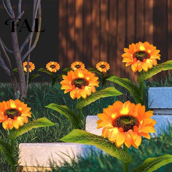Automatische Solar-Gartenleuchte Sonnenblumenlicht, Realistisch Angetrieben Außenblume Wasserdicht Automatisches Ein-/Ausschalten Dekoration für Terrasse Hinterhof Wiederaufladbare Lampe