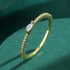 Classic18K Gold Single Row Oval Diamond Couple Ring For Women Crystal Genuine Sterling Silver Valentine's Day Jewelry