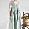 Green Cozy Kitchen Apron Korean Style Cotton Apron Soft with Adjustable Aprons for Women with Pockets Cooking Kitchen Baking
