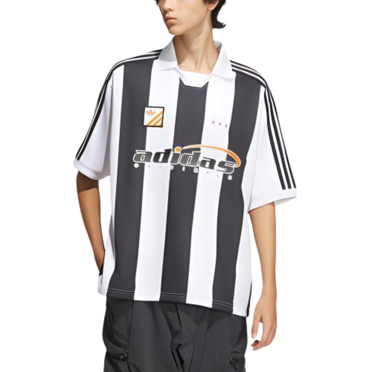 adidas Originals Maglietta Polo a Maniche Corte a Righe Traspirante e Confortevole da Uomo Top Bianco IW6306