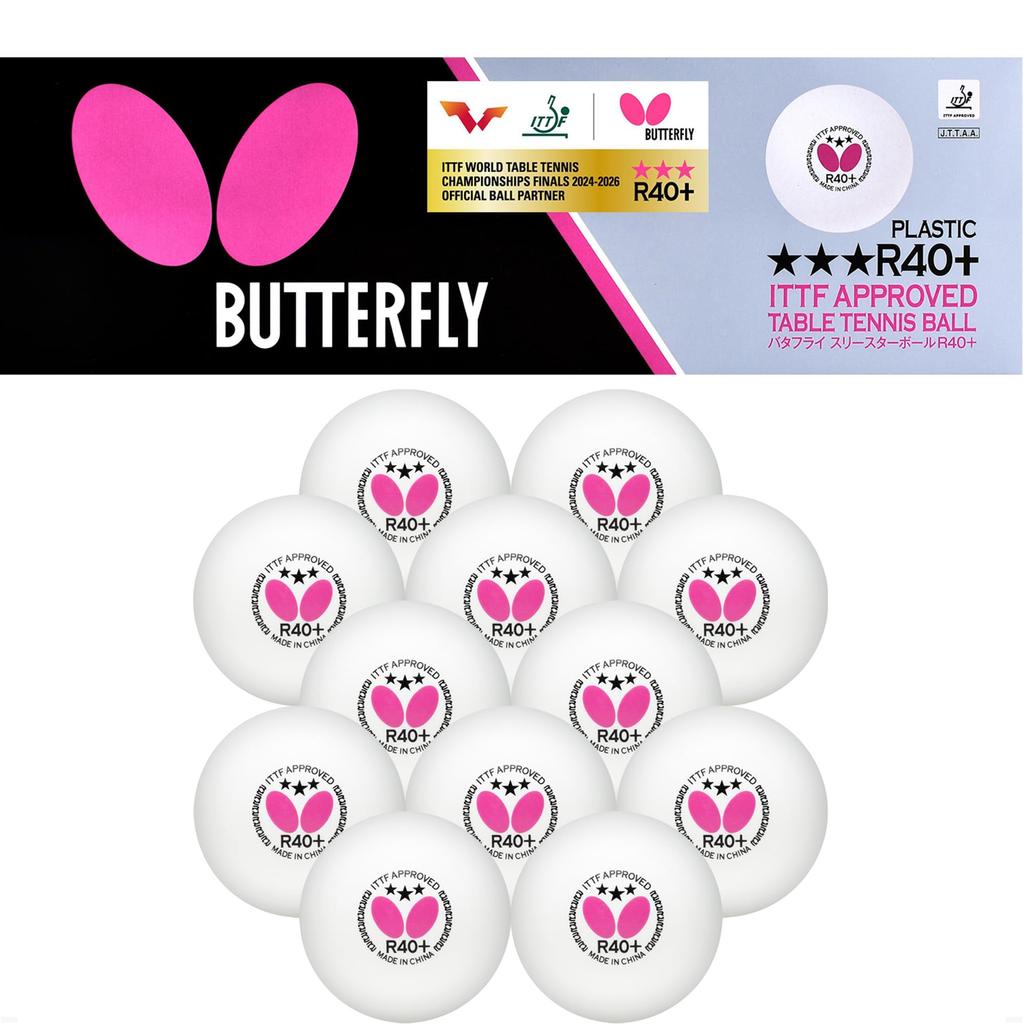 Butterfly Table Tennis Ball Three Star Ball R40+ White 1
