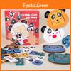 Childrens Educational Panda Face Changing Puzzle Blocks Wooden Toy For Brain Development And Matching